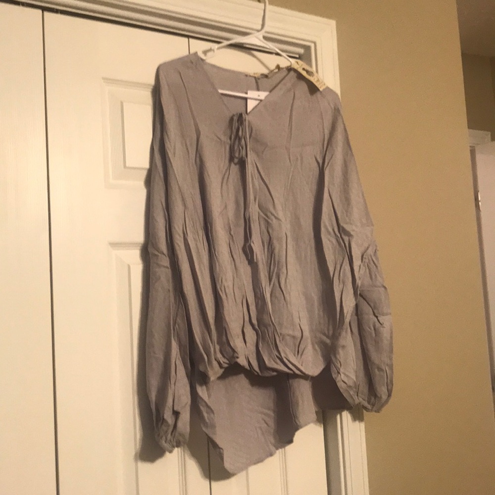 Grey Top with Tie